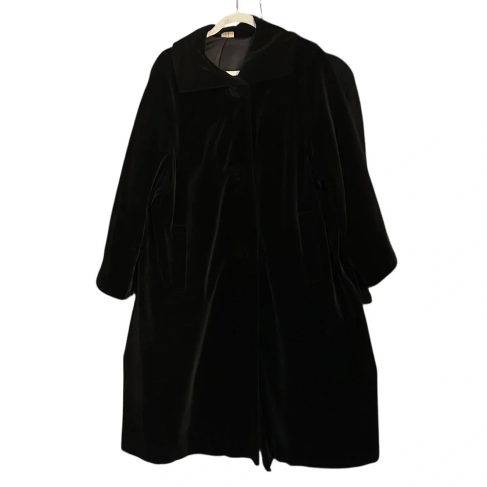 Vintage Elegant Black Women's Surrey Classics Velvet Long 50’s Coat - Picture 5 of 7